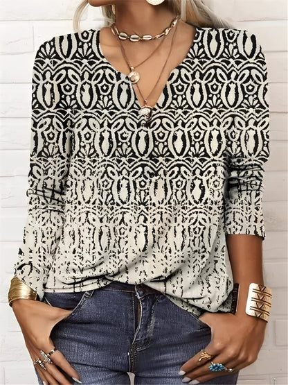 Denise - Boho halenka s V výstřihem a knoflíky pro dámy