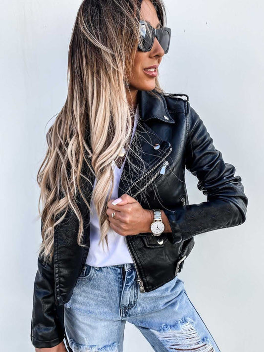 Alivia - Stylová kožená bunda se zipem pro ženy