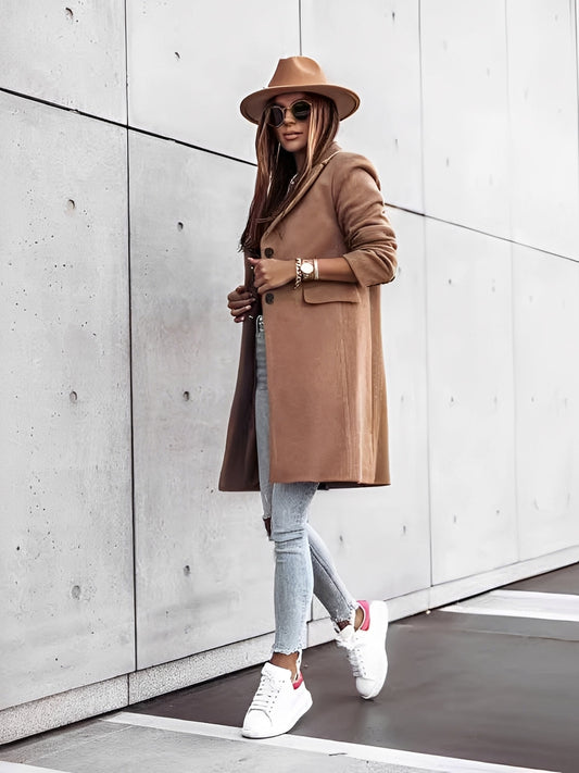 Rhetta - Elegantní vlněný kabát s knoflíky pro dámy
