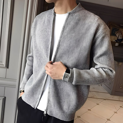 Damon - Retro pletený svetr s zipem pro muže