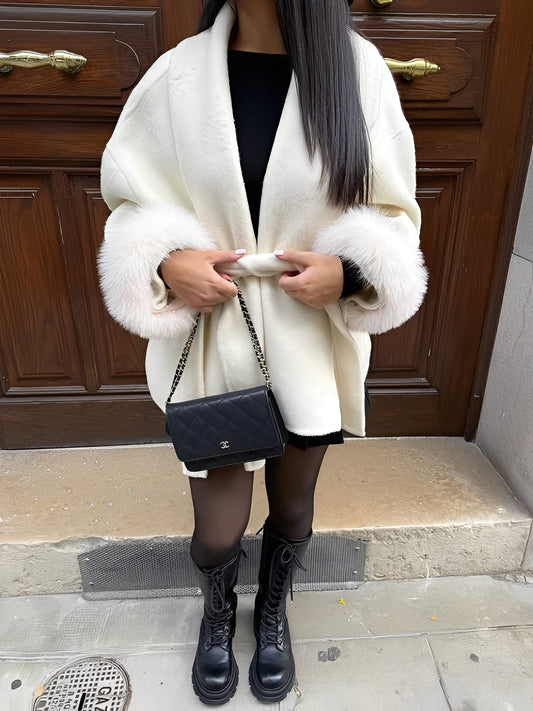 Armani - Elegantní, stylový, s kožešinou, dlouhý kabát pro dámy