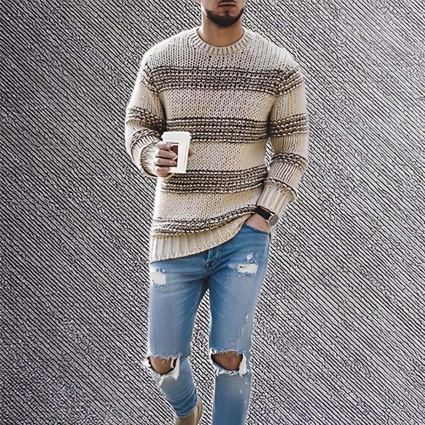 Kenzo - Pánský svetr s jemnými pruhy