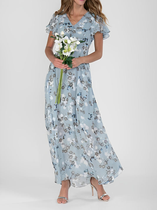 Giselle - Elegantní midi šaty s květinovým potiskem pro dámy