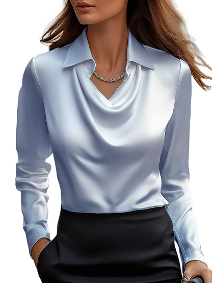 Dionne - Elegantní dámská saténová halenka s dlouhým rukávem