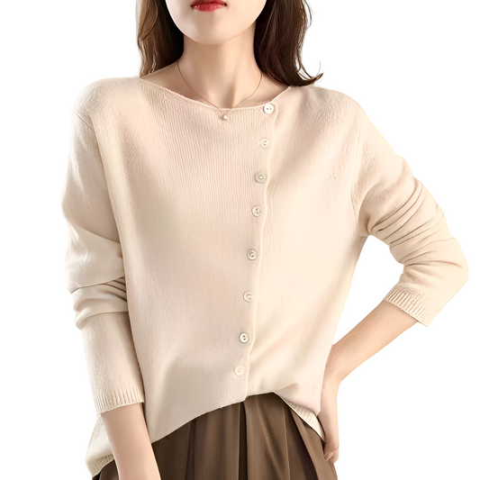 Bethanie - Lässige langärmelige Strickjacke aus Wolle