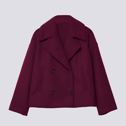 Bethney - Elegantní krátký vlněný kabát s reverzním límcem pro dámy