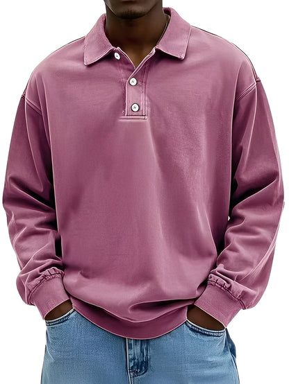 Clayton - Klasické Dlouhý Rukáv Poloshirt pro Muže