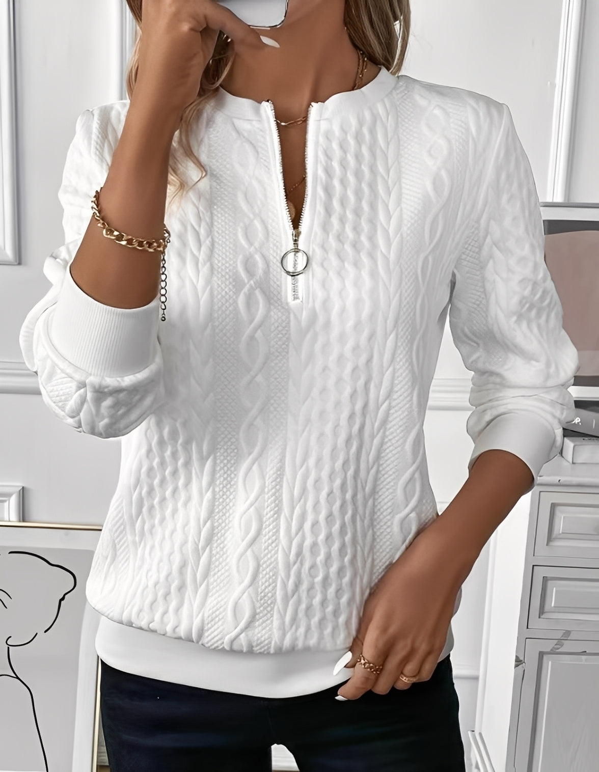 Davida - Stylový, měkce prošívaný svetr pro ženy