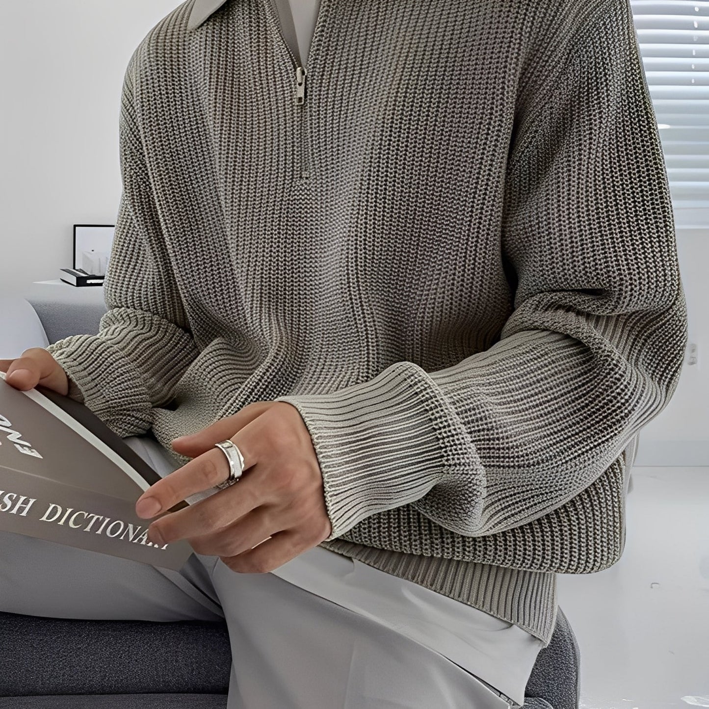 Jeffrey - Elegantní, volně pletený svetr pro muže