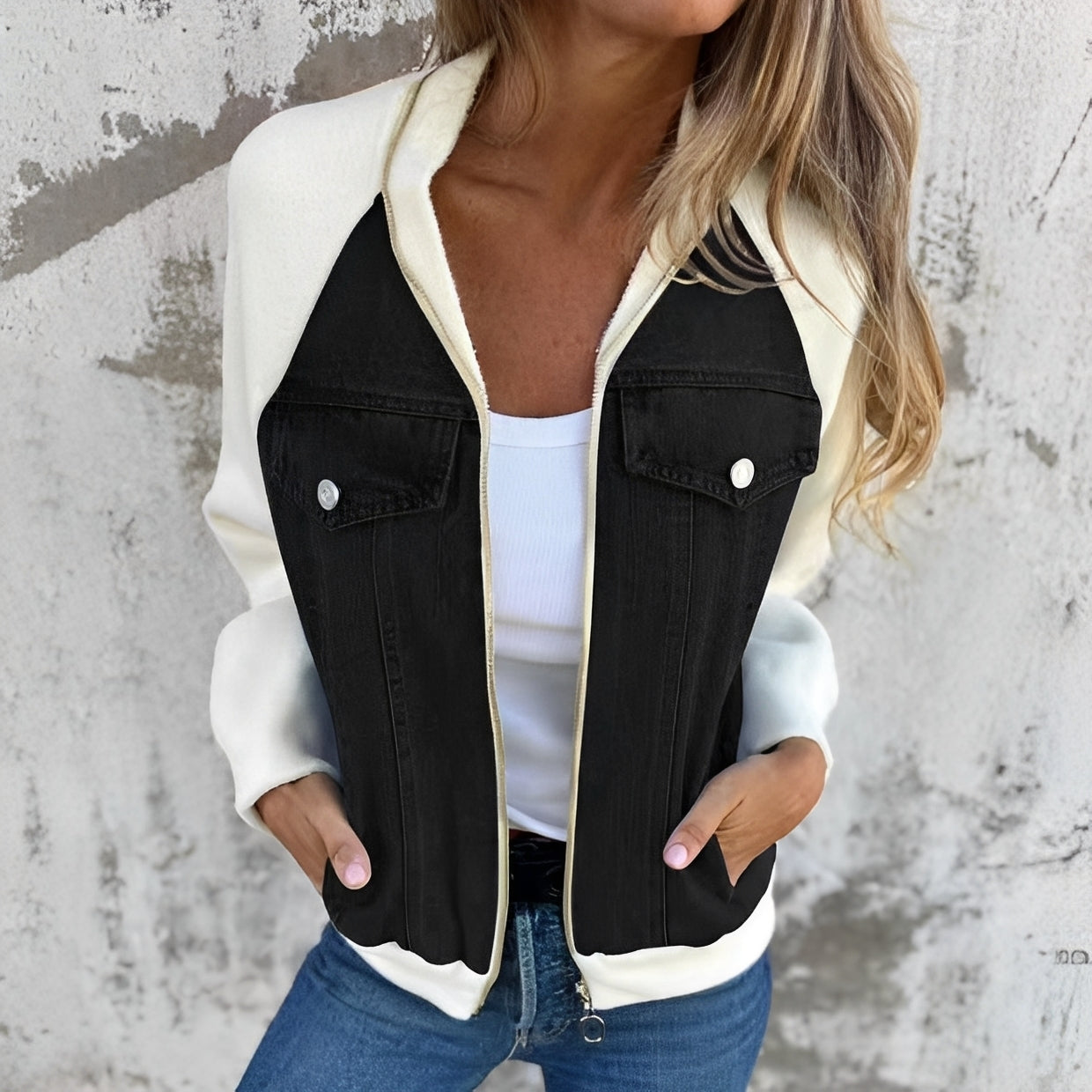 Libby - Ležérní džínová bunda s raglánovými rukávy pro dámy