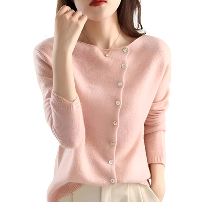 Bethanie - Lässige langärmelige Strickjacke aus Wolle