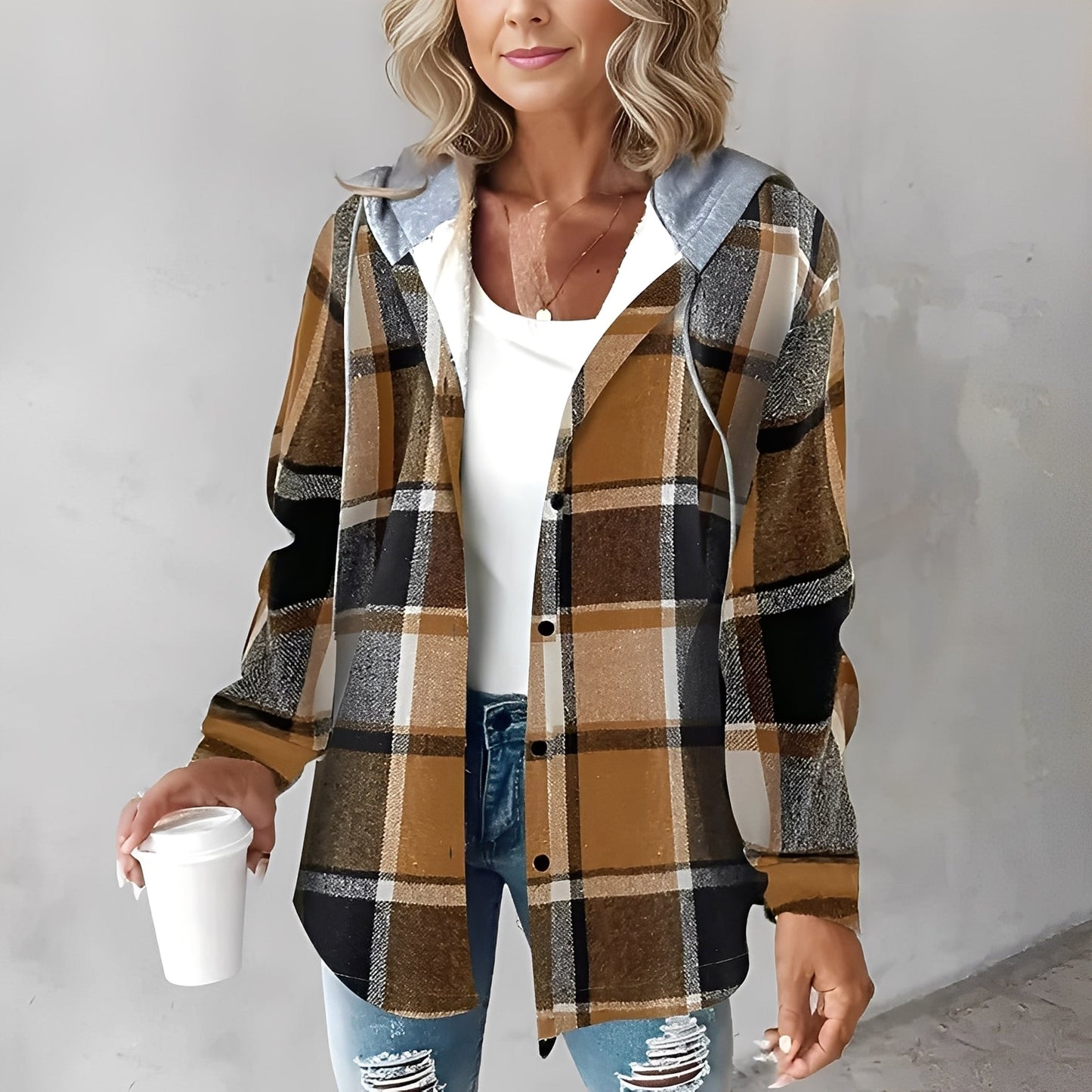 Martina - Ležérní vlněná bunda s kapucí pro ženy