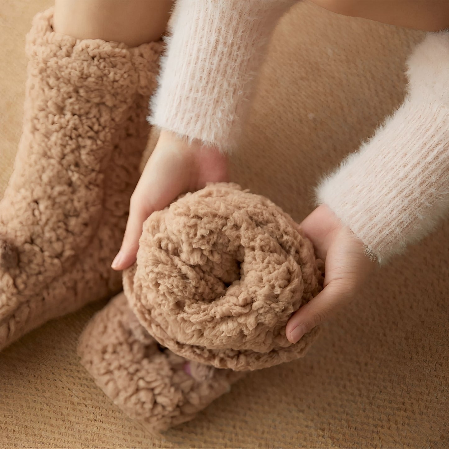 Caelie - Stylové, roztomilé, tlusté fleece ponožky pro dámy