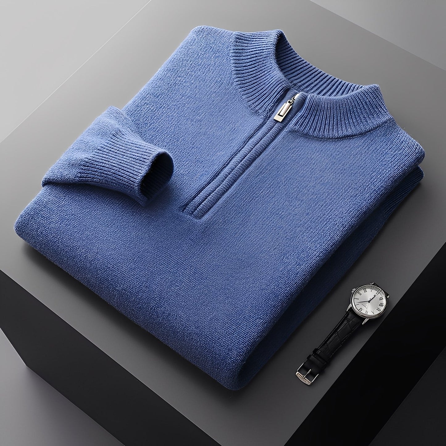 Weldon - Pletený svetr s polovičním zipem pro muže