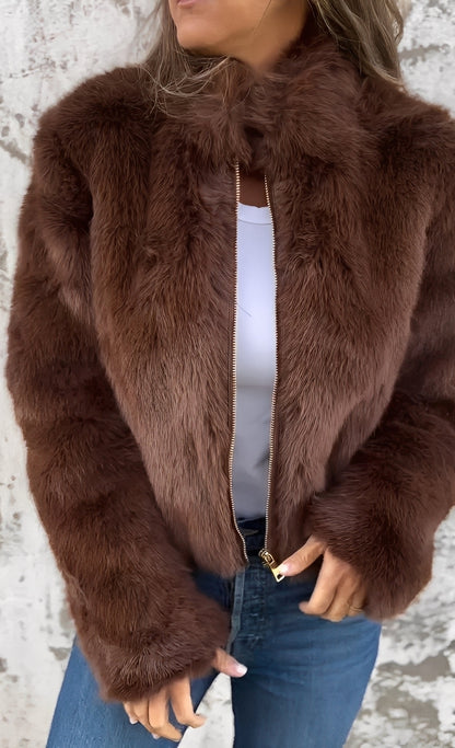 Amanda - Módní plyšový kabát pro ženy