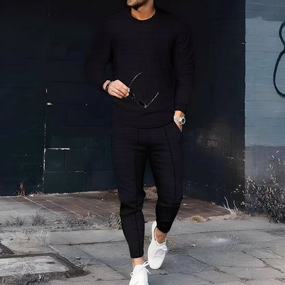 Dillan - Ležérní slim-fit souprava pro muže z vaflové látky