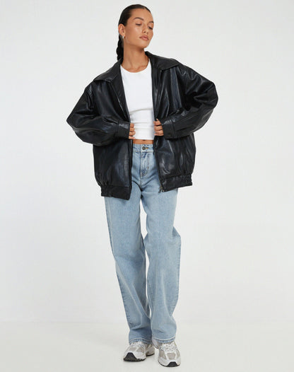 Sophia – Oversize kožená bunda v ležérním stylu