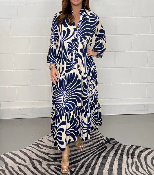 Petra - Elegantní Roba Maxi s Knoflíky