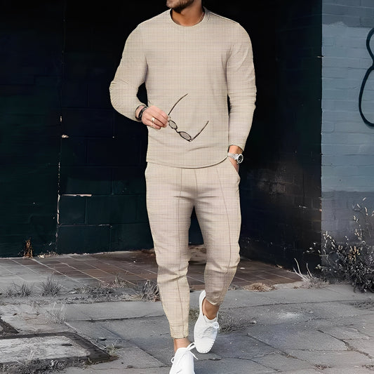 Dillan - Ležérní slim-fit souprava pro muže z vaflové látky