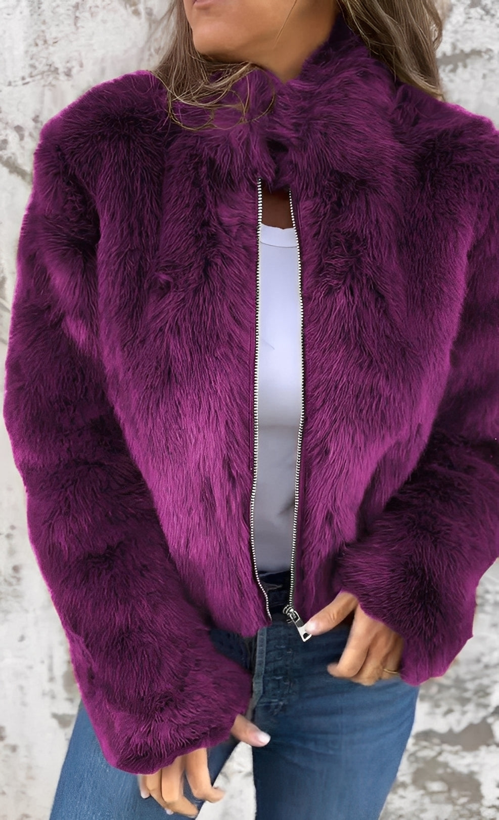 Amanda - Módní plyšový kabát pro ženy