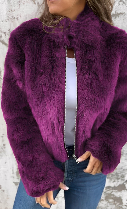 Amanda - Módní plyšový kabát pro ženy