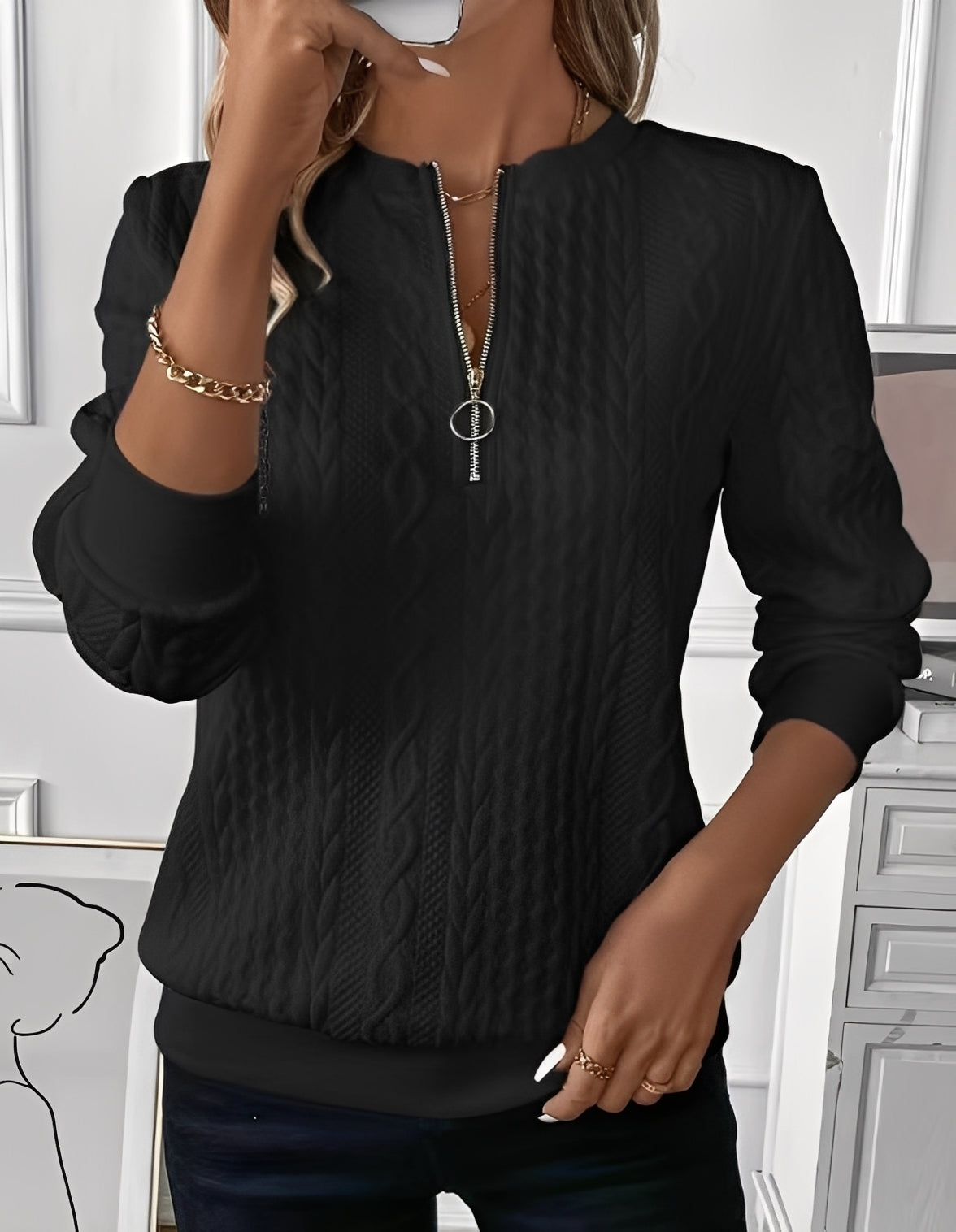 Davida - Stylový, měkce prošívaný svetr pro ženy