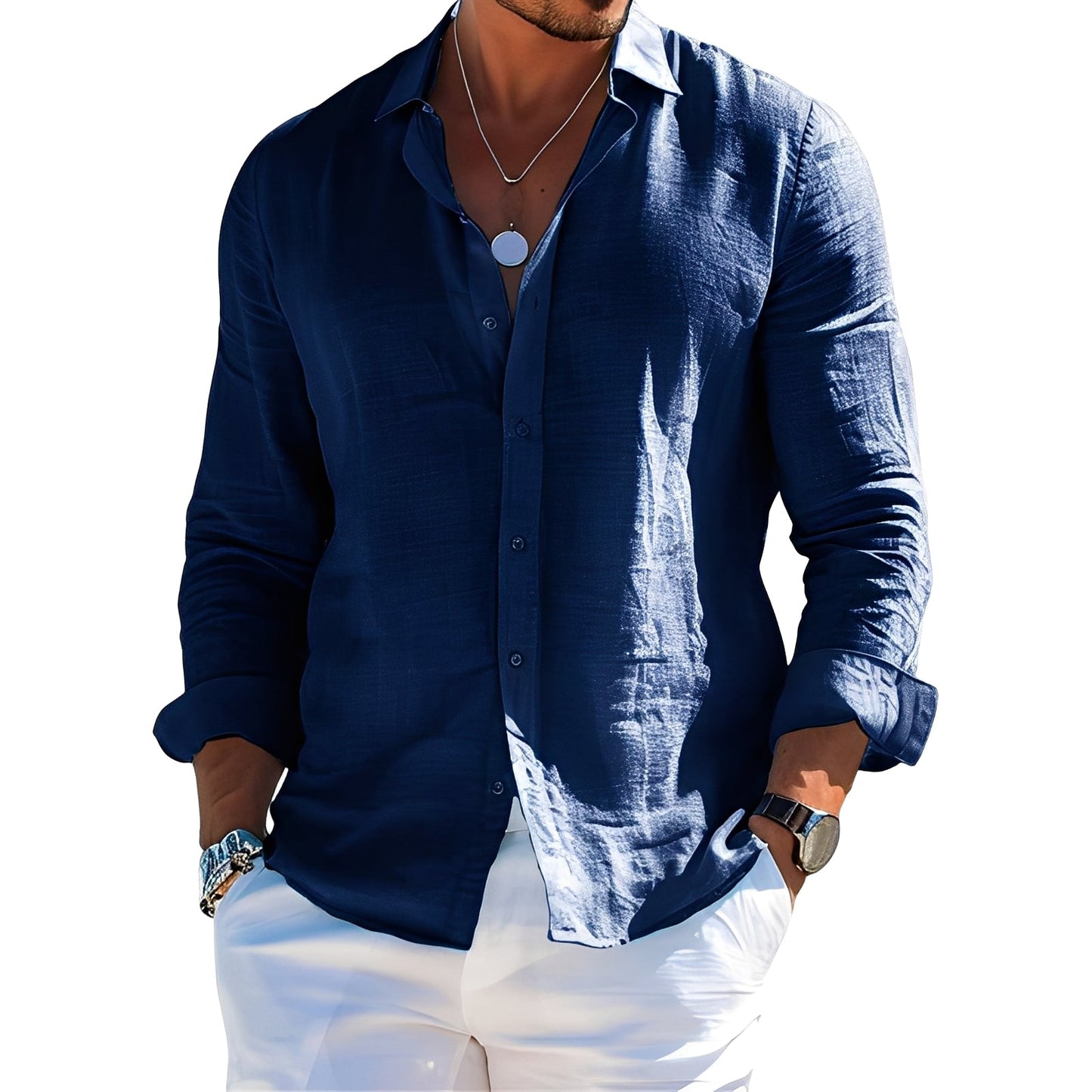 Félicien - Klasická pánská polokošile s dlouhými rukávy