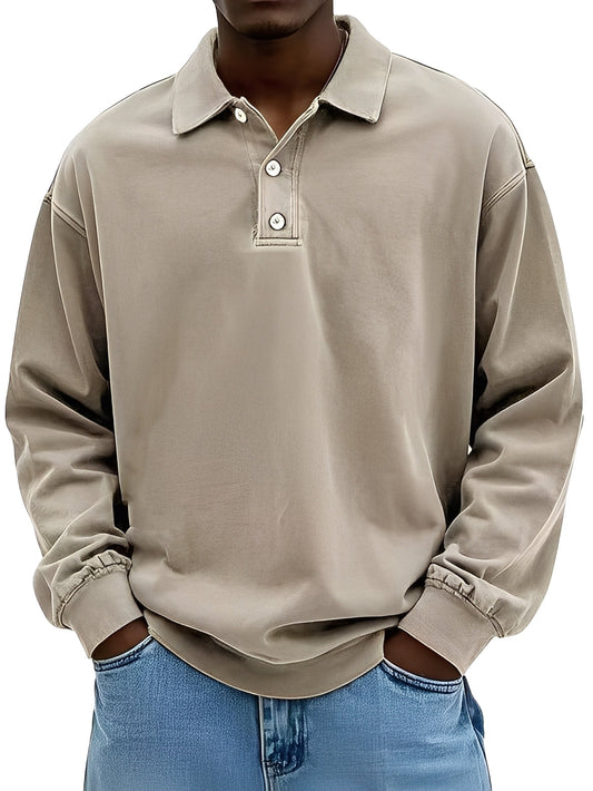 Clayton - Klasické Dlouhý Rukáv Poloshirt pro Muže