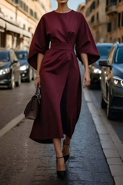 Elena - Elegantní, volně sedící šaty s páskem pro dámy
