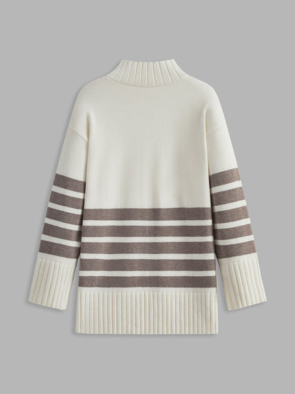 Colette – Pruhovaný Mock-Neck-Pulover