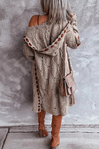 Alana - Elegantní Dlouhý Cardigan s Kapucí