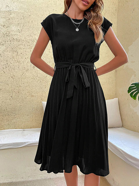 Lucia – Šaty Midi Elegantní s Páskem