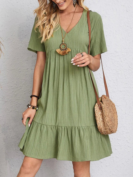 Julia - Šaty V-Neck Ženský a Plynulý