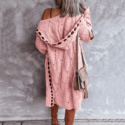 Alana - Elegantní Dlouhý Cardigan s Kapucí