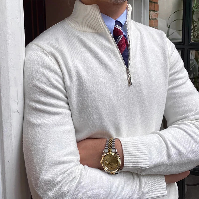 Orion - Pánský svetr s polovičním zipem Elegantní
