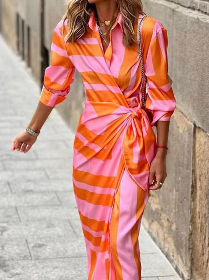 Solana – Elegantní zavinovací šaty s proužky