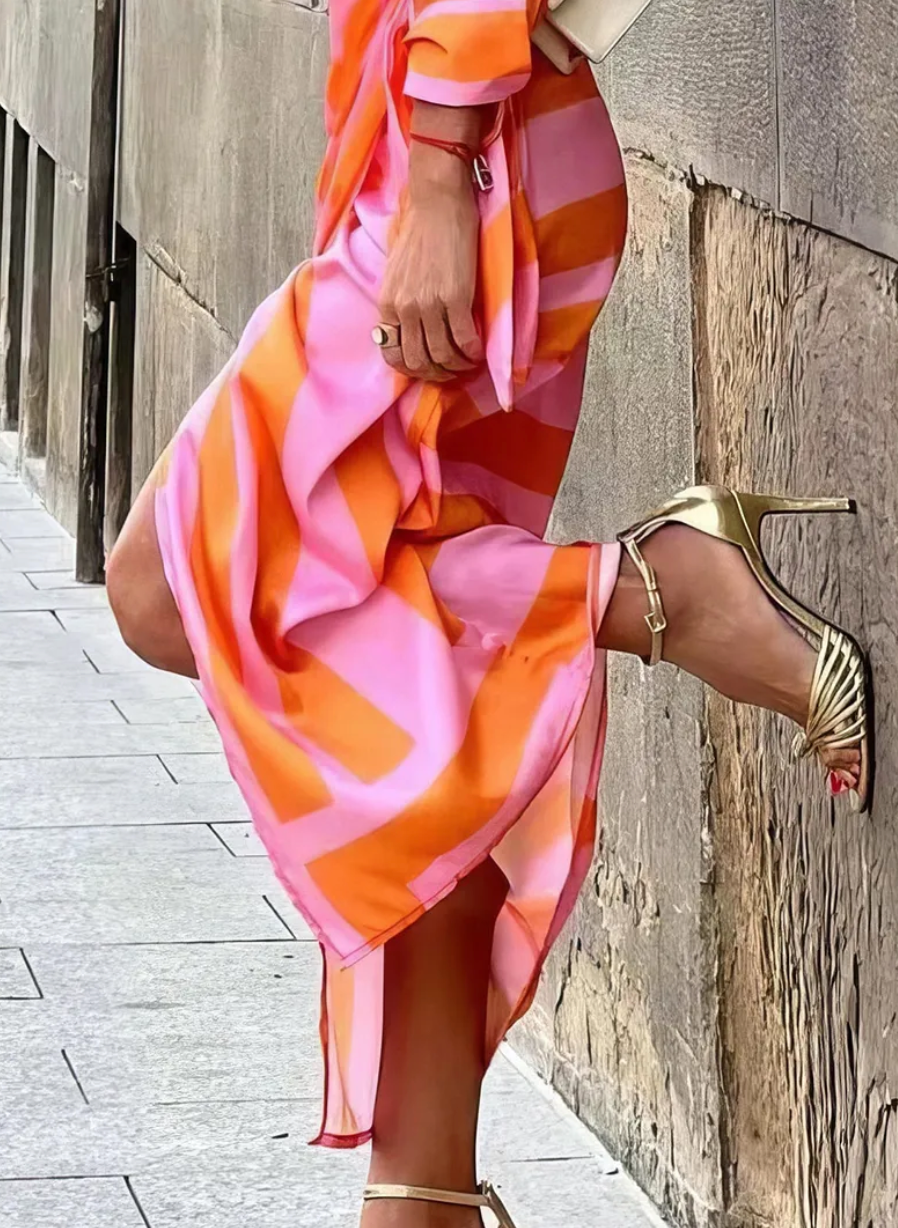 Solana – Elegantní zavinovací šaty s proužky