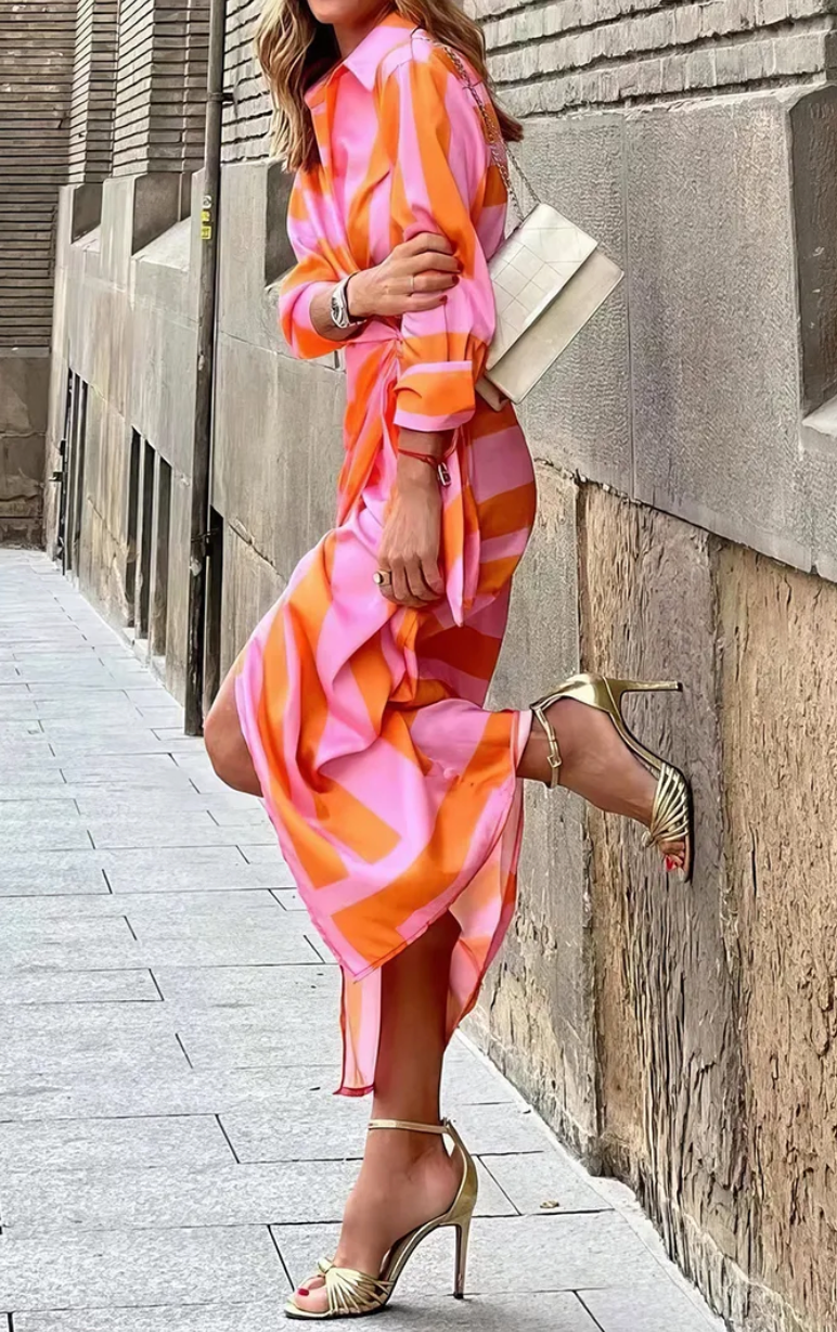 Solana – Elegantní zavinovací šaty s proužky