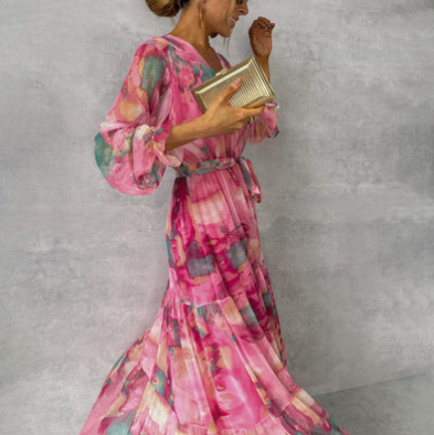 Ava - Aquarell-Maxikleid, Sommerlicher Traum