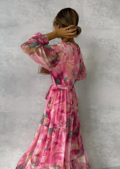 Ava - Aquarell-Maxikleid, Sommerlicher Traum