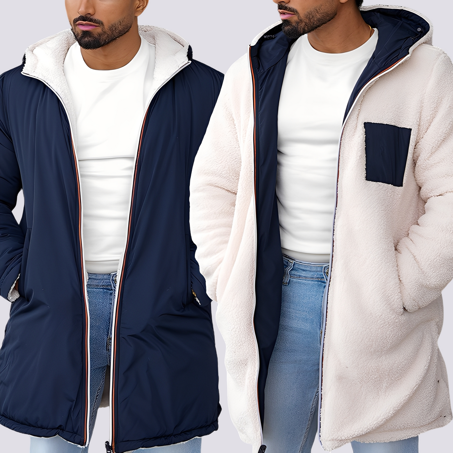 Hubert - Moderní oboustranná bunda s kapucí pro muže