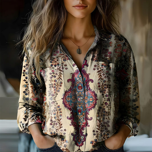 Roselyne - Volná halenka s elegantním vzorem pro ženy