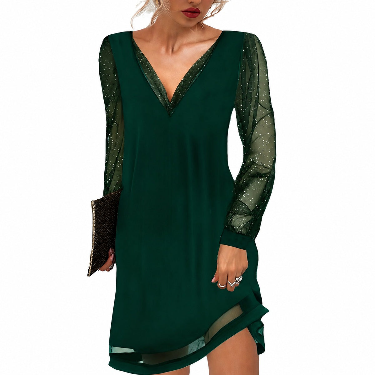 Annalee - Elegantní šaty s průhlednými rukávy pro ženy