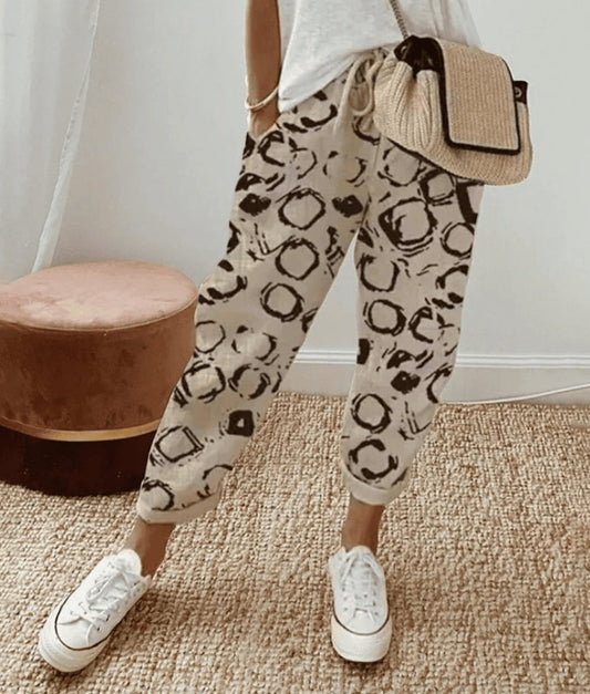 Bella – Stylové kalhoty z bavlněno-lněné směsi