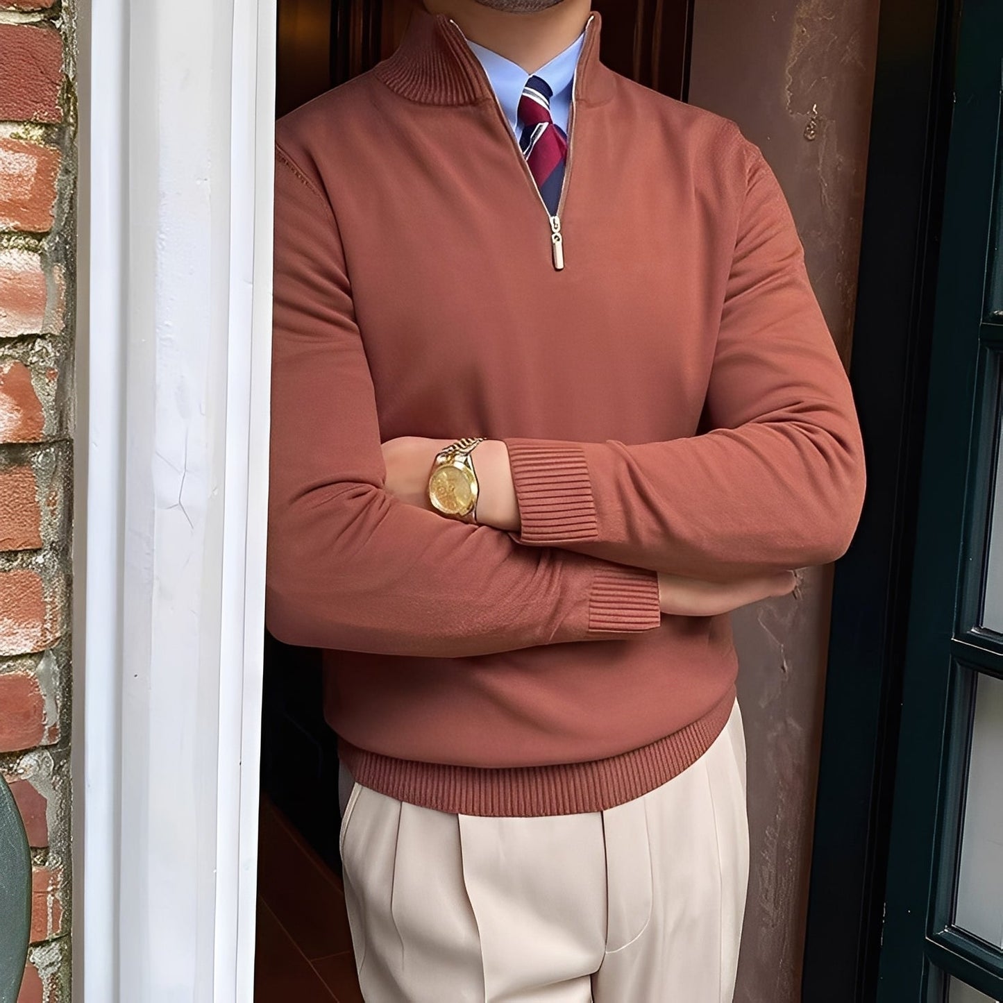 Osbert - Elegantní pletený svetr s zipem pro muže