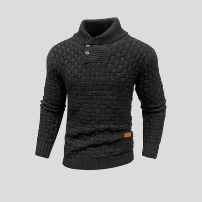 Eldon - Stylový pletený svetr s knoflíky pro muže