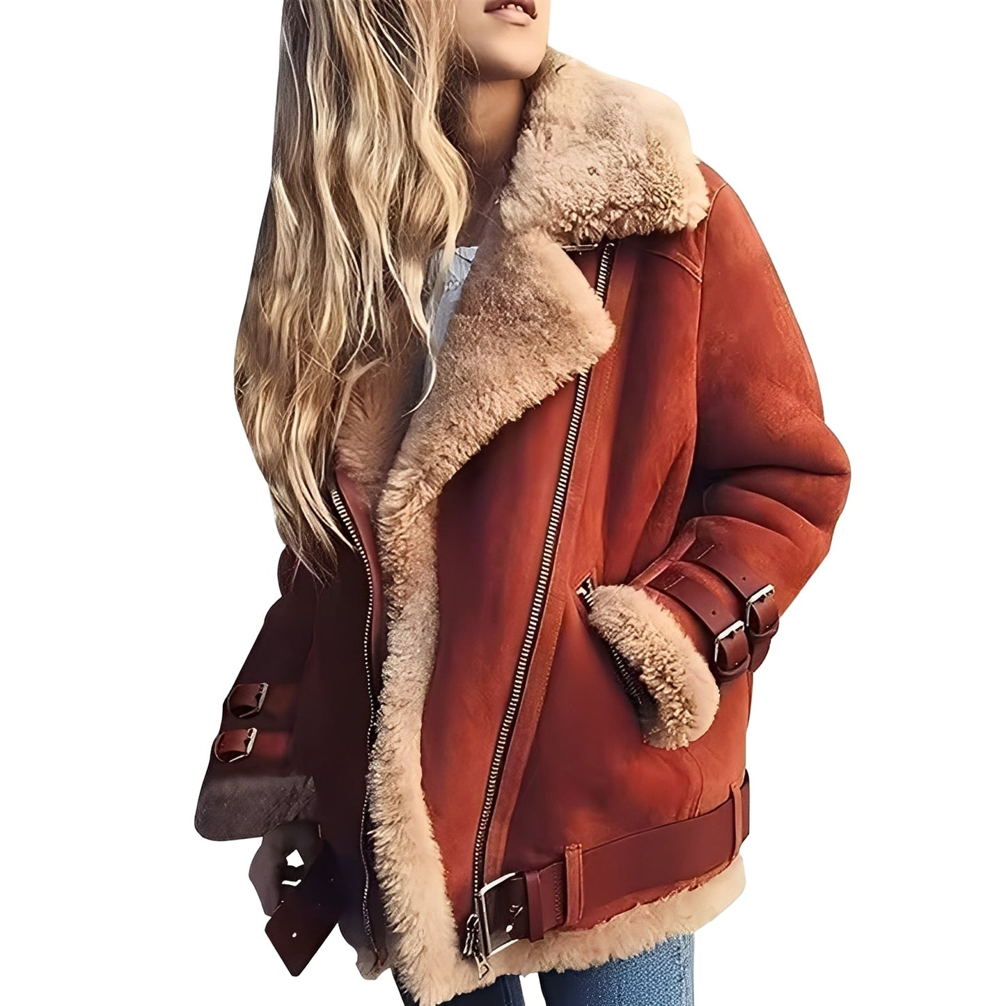 Jessie - Teplá biker bunda z vlny se zipem pro dámy