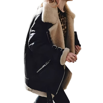 Jessie - Teplá biker bunda z vlny se zipem pro dámy