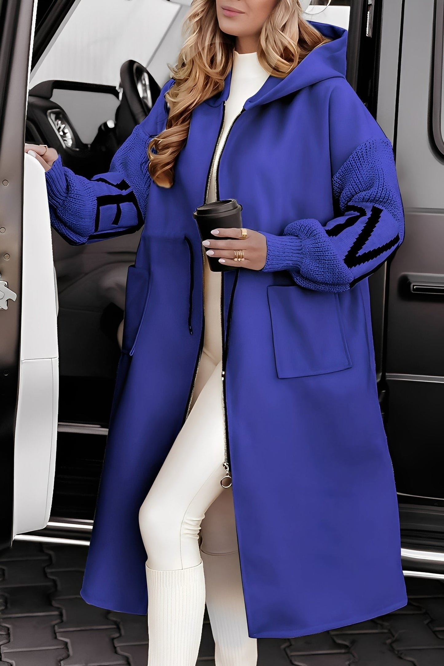 Eloise - Moderní dlouhá bunda s kapucí pro dámy