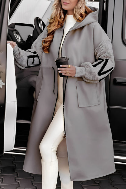 Eloise - Moderní dlouhá bunda s kapucí pro dámy